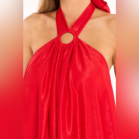Flowy Red Halter Maxi Dress - Picture 2 of 4